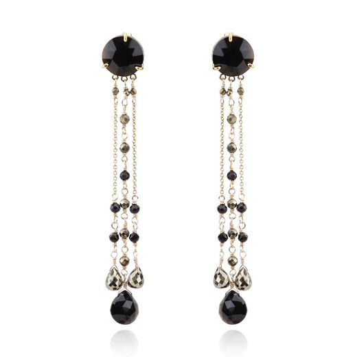 Black onyx and pyrite earrings